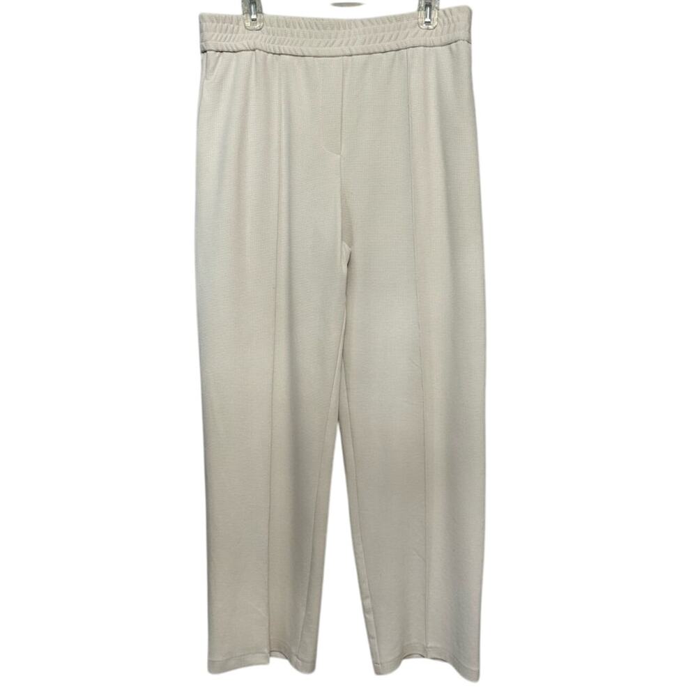Topshop Womens Dress Pants Ivory Waffle Knit Pull On Elastic Waist Stretch 6 New